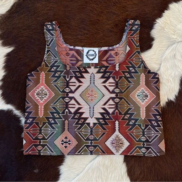 handmade Tops - Handmade vintage fabric southwestern print tapestry top